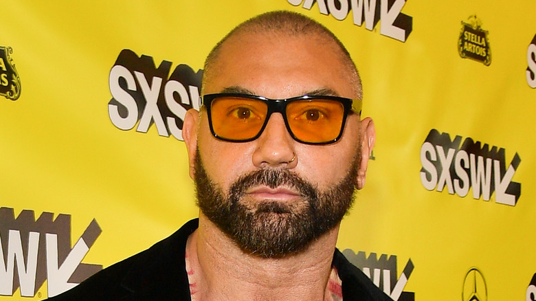 Dave Bautista in yellow sunglasses at SXSW