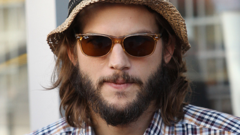 Ashton Kutcher with sunglasses, beard
