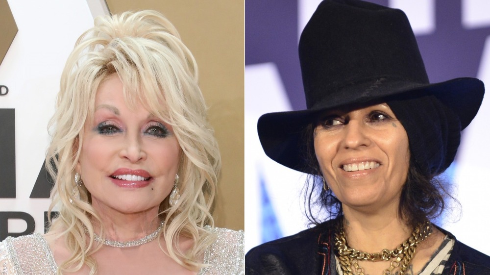 Dolly Parton and Linda Perry split image