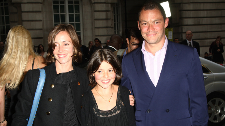 Polly Astor with daughter Martha and Dominic West