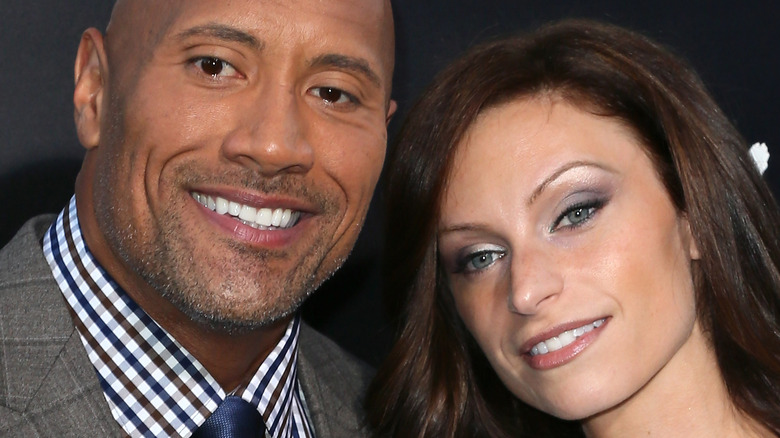 Dwayne Johnson and Lauren Hashian posing