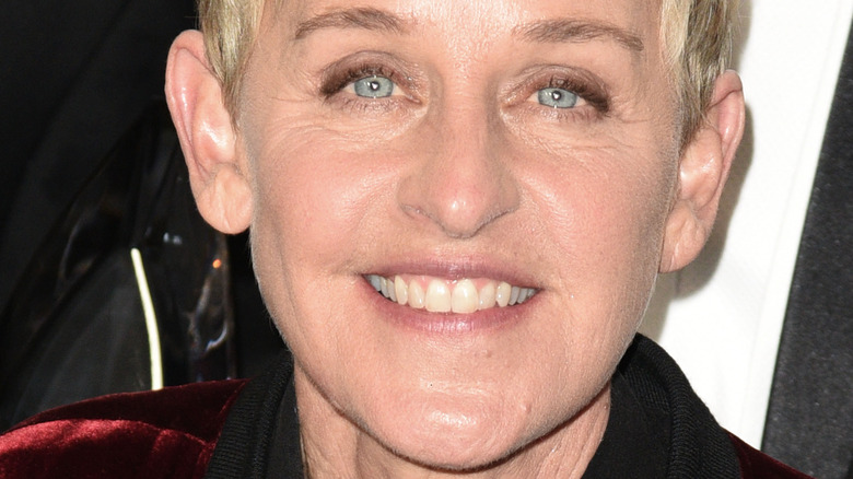 Ellen DeGeneres blonde hair talking