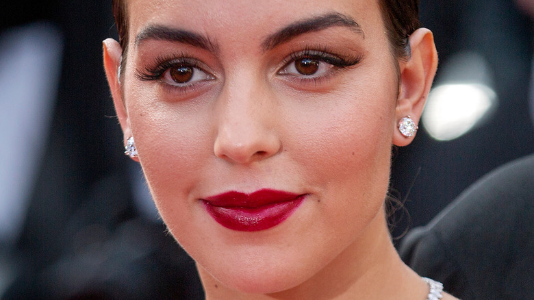 Georgina Rodriguez poses in red lipstick