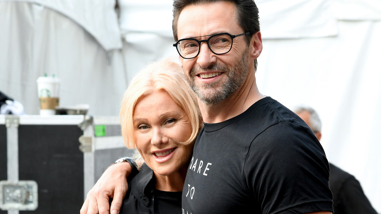 Hugh Jackman puts his arm around Deborra-Lee Furness