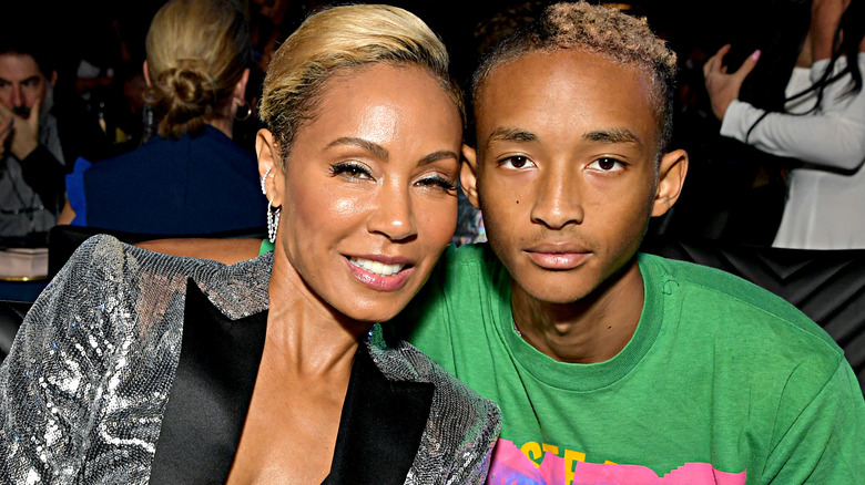 Jada Pinkett Smith and Jaden Smith posing together