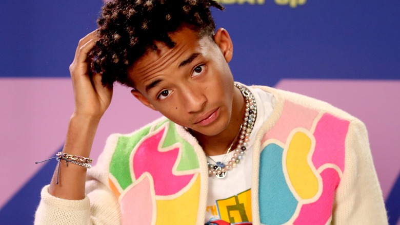 Jaden Smith touching his hair