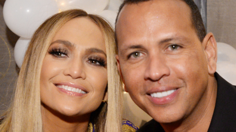 Jennifer Lopez and Alex Rodriguez smiling