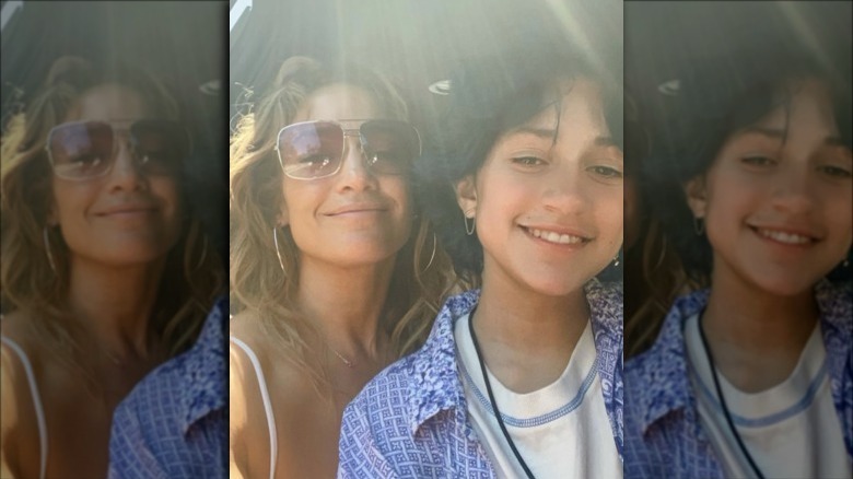 Jennifer Lopez and daughter Emme smiling together in a selfie on Instagram