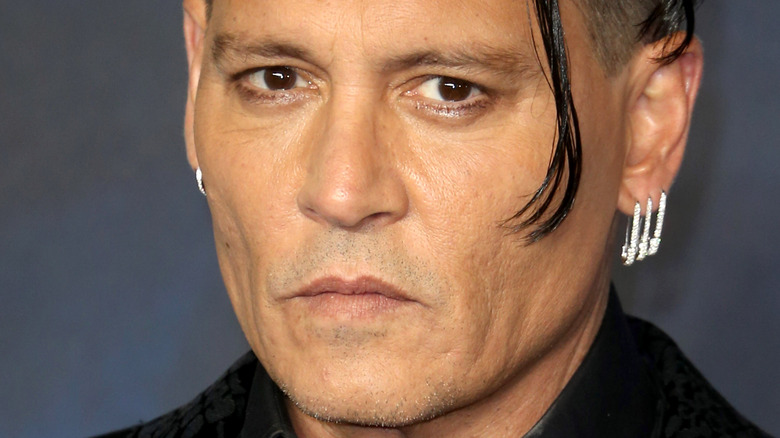 Johnny Depp looking serious