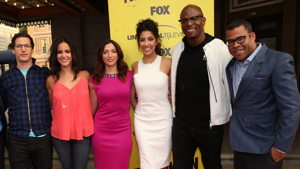 Andy Samberg, Melissa Fumero, Chelsea Peretti, Stephanie Beatriz, Terry Crews, Jordan Peele at a Brooklyn Nine-Nine event