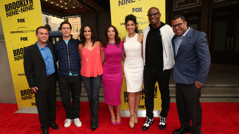 Andy Samberg, Melissa Fumero, Chelsea Peretti, Stephanie Beatriz, Terry Crews, Jordan Peele at a Brooklyn Nine-Nine event