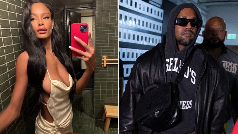 Vinetria taking a selfie, Kanye West walking