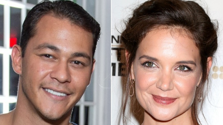 Emilio Vitolo Jr. smiling, Katie Holmes smirking