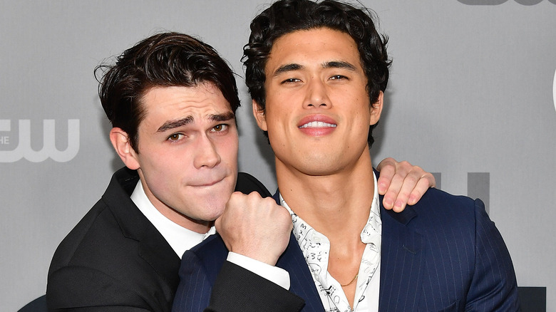 KJ Apa and Charles Melton attend the 2018 CW Network Upfront