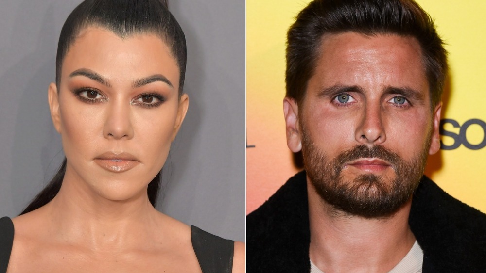 Kourtney Kardashian posing and Scott Disick posing  