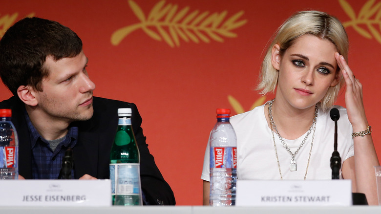 Kristen Stewart and Jesse Eisenberg talking at Cannes 