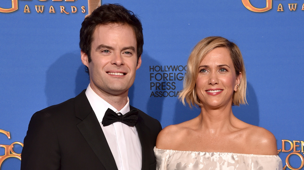 Bill Hader and Kristen Wiig at the Golden Globes