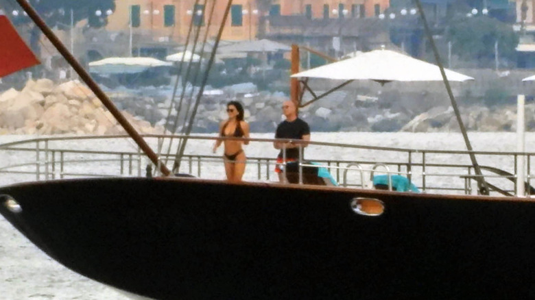 Lauren Sánchez Bezos and Jeff Bozos on their superyacht