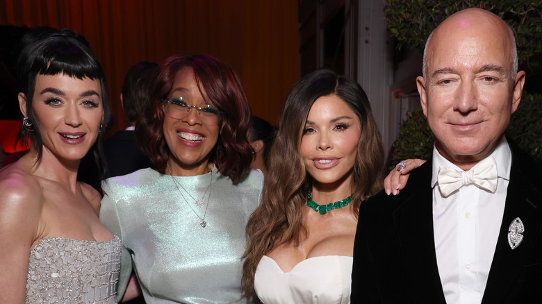 Katy Perry, Gayle King, Lauren Sánchez Bezos, and Jeff Bezos attend the 2025 Vanity Fair Oscar Party