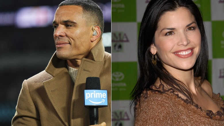 Tony Gonzalez, left, and Lauren Sánchez Bezos, right