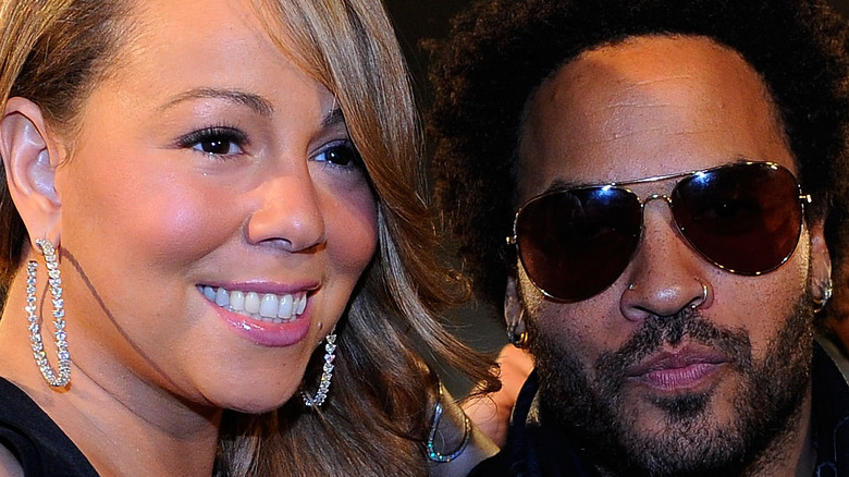Mariah Carey and Lenny Kravitz attend an event in 2010
