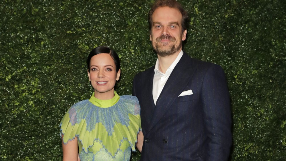 Lily Allen and David Harbour at a pre-BAFTA party in 2020
