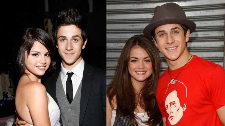 Selena Gomez and David Henrie pose, Lucy Hale and David Henrie smile at an event