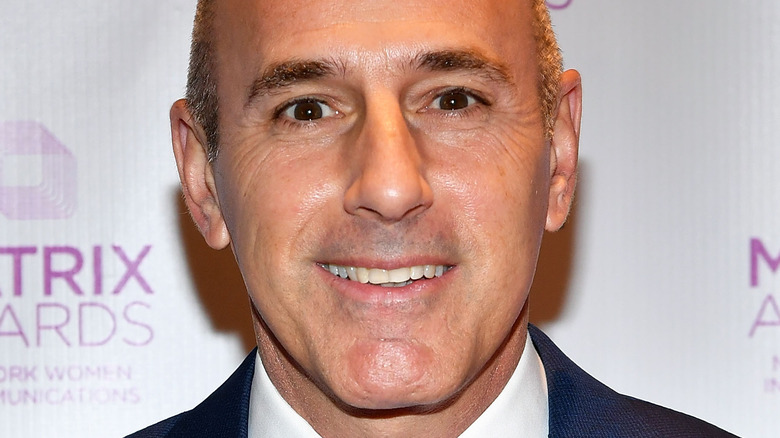 Matt Lauer poses Matrix Awards 