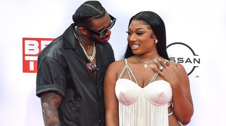 Pardison Fontaine 'Pardi' (l) and Megan Thee Stallion (r) attend the 2021 BET Awards