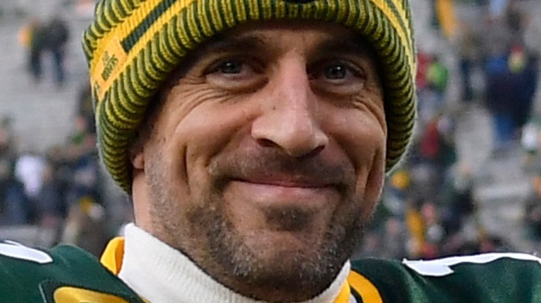 Aaron Rodgers smiling football game