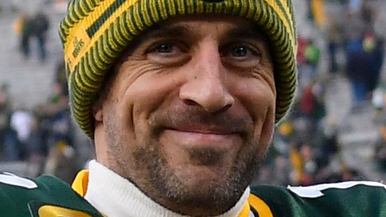 Aaron Rodgers smiling football game