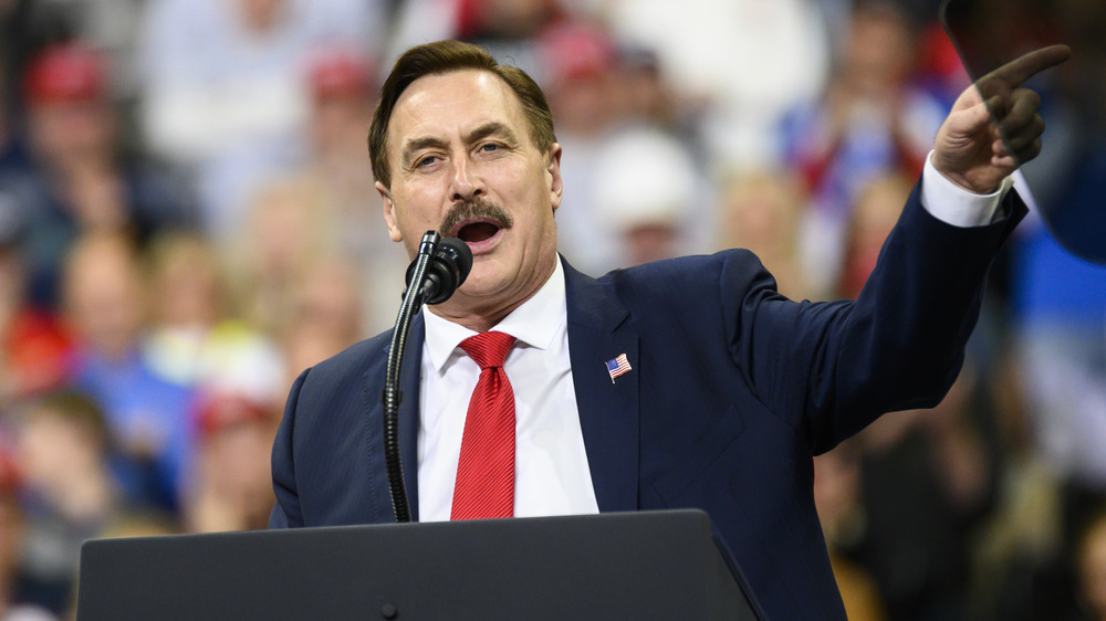 Mike Lindell speaking at a Trump rally