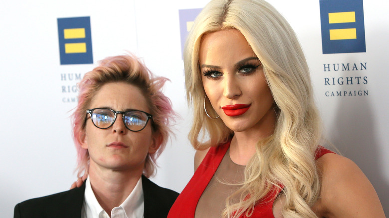 Nats Getty and Gigi Gorgeous both looking at camera