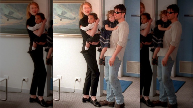 Nicole Kidman holds Connor and Tom Cruise holds Isabella in 1996 