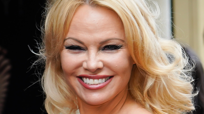 Pamela Anderson looking at camera