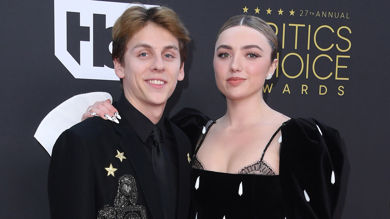 Jacob Bertrand and Peyton List posing