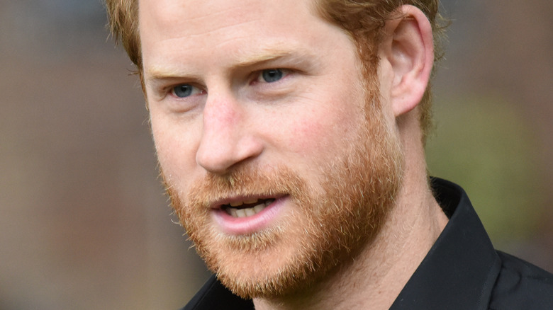 Prince Harry with mouth slightly open