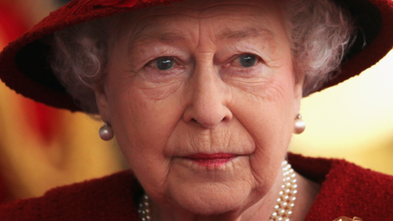 Queen Elizabeth staring