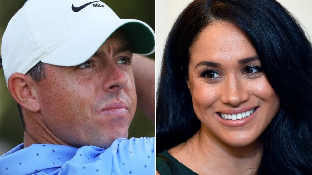 Rory McIlroy golfing, Meghan Markle smiling