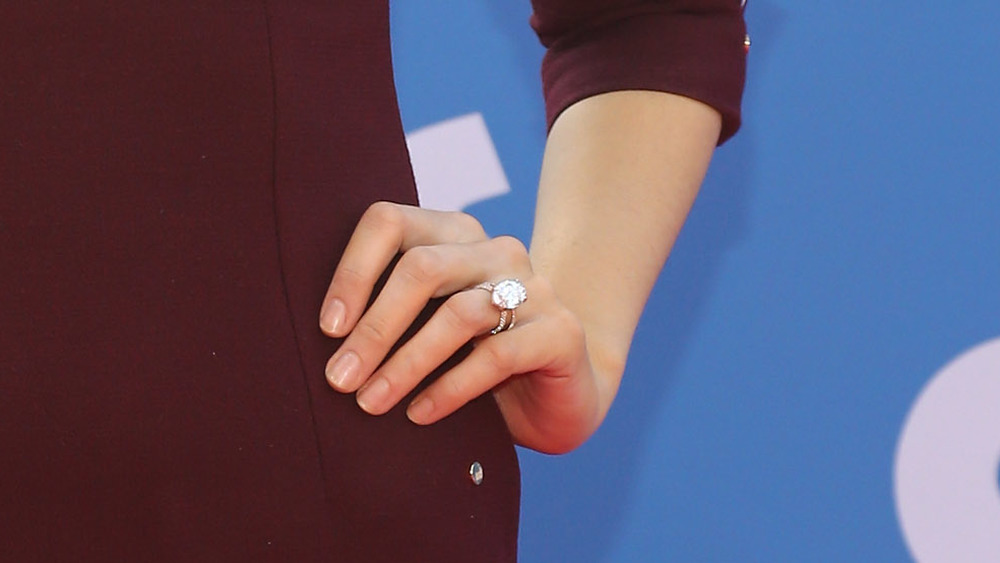 Blake Lively posing with her engagement ring