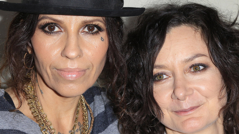 Linda Perry and Sara Gilbert at An Evening with Women kick-off concert in 2014