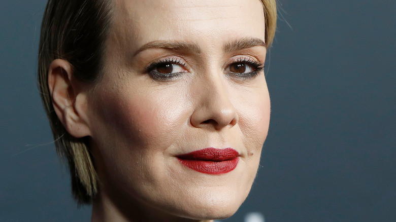 Sarah Paulson short hair red lipstick