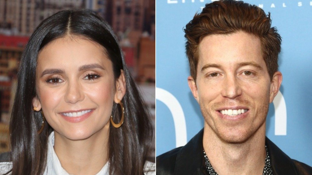 Split image of Nina Dobrev and Shaun White smiling