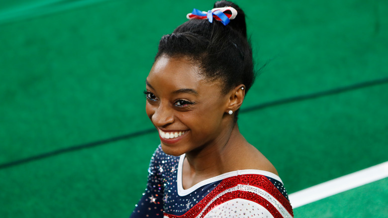 Simone Biles doing gymnastics