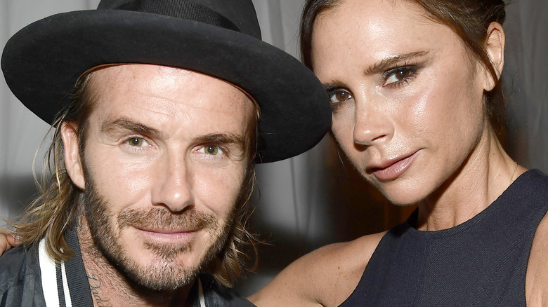 David and Victoria Beckham posing in 2017