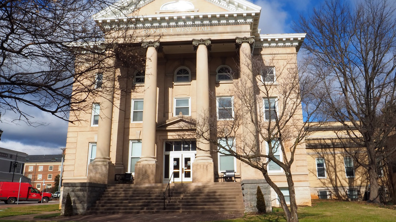 University building with pillars