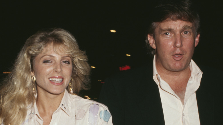 Marla Maples, Donald Trump smiling and talking