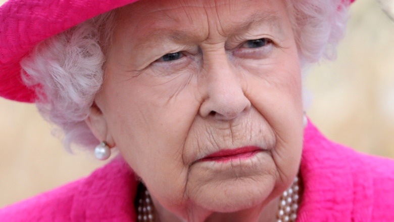 Queen Elizabeth looking serious