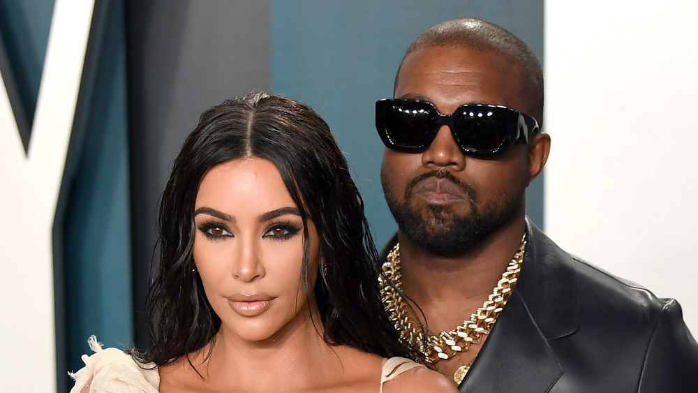 Kim Kardashian and Kanye West on a red carpet