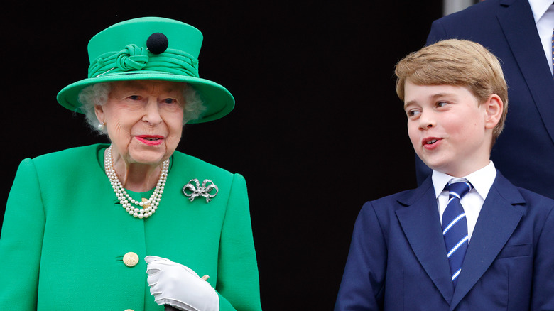 Queen Elizabeth II and Prince George speaking